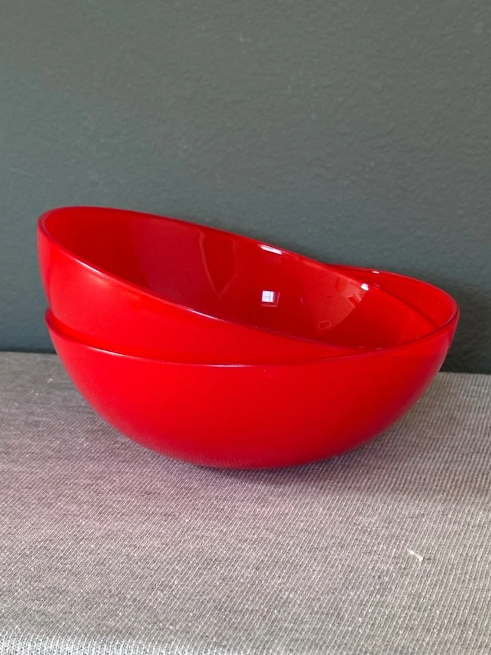 Vintage Red Glass Bowls-Set of 2